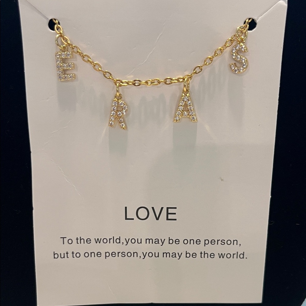 Gold ERAS' Charm Necklace Crystals Adjustable 16-18in BRAND NEW